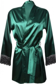 Hailey | Donkergroene Kimono met Kant | maten: S-2XL |