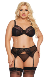 Softline - Marella-  Sexy transparante Lingerie Set met kant- zwart