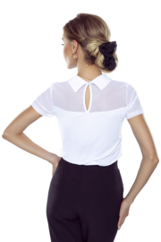 Eldar |  Edwina viscose elegante damesblouse met kraag en transparante halslijn |  wit |