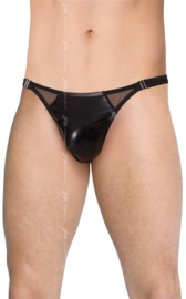 SoftLine Collection - Sexy wetlook heren string met sluiting aan de zijkant zwart