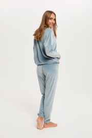 Italian Fashion Juga| hoogwaardig huispak | Velours Pyjama Dames | Lange Mouw Lange Broek | Licht blauw |