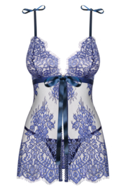 Obsessive Flowlace Kanten Babydoll setje - Blauw