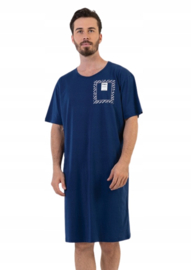 Vienetta heren nachthemd marineblauw - korte mouwen