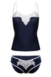 DKaren Merce |  viscose hemise setje met kant | maten: S-2XL | marineblauw |