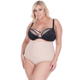 Corrigerende slip met hoge taille - onzichtbare afslankslip - satijnen shapewear - nude (beige)