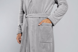 MIMAS- hoogwaardige herenbadjas van Italian Fashion - grijs