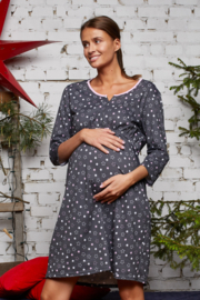 Italian Fashion Ekaja zwangerschaps- en voedingsnachthemd met sterrenprint - donkergrijs