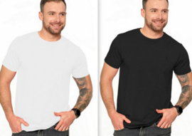 Premium Line -gekamd katoen  |  heren T-shirt | slim fit |  set van 2 :  zwart en wit | maten: S- 3 XL |