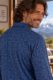 Herenpyjama 100% katoen – Donkerblauw