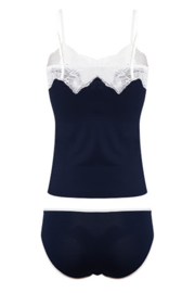 DKaren Merce |  viscose hemise setje met kant | maten: S-2XL | marineblauw |
