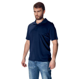 Mewa- Poloshirt vegan zijde- donkerblauw