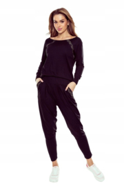 Eldar Felicity  - Stijlvol viscose trainingspak met elegante gouden accenten -  gemaakt in Europa - hoogwaardig huispak - Lange Mouw  Broek - zwart