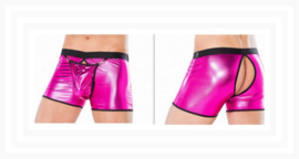 Andalea- sexy boxershort voor heren- glimmende  roze wetlook