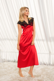 Mactan lange satijnen slipdress rood