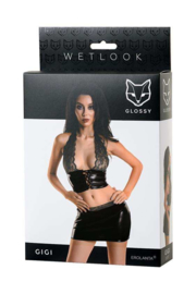 Erolanta - Gigi sexy set  -wetlook zwart met kant