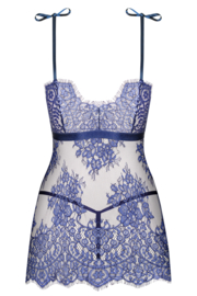 Obsessive Flowlace Kanten Babydoll setje - Blauw