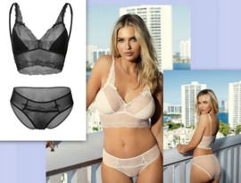 Sexy top en slipje lingerie set - gemaakt van tule en kant - zwart - Lidia DKaren