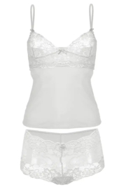 Lingerie set - Chemise met short- DKaren Wiktoria Viscose en Kant -ecru