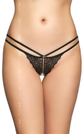 SoftLine | sexy string open kruis |  zwart |