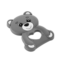 Akuku | Teddybeer | siliconen bijtring | hanger | grijs 0+ maanden