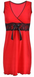 Dkaren Kamila  zachte viscose chemise met kant - rood