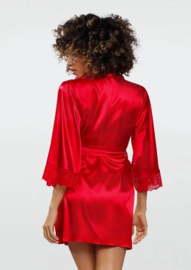 DKaren | Belinda | Rode Kimono Satijn | S- 2XL | uitlopende mouwen |