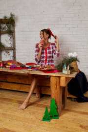 Italian Fashion Mossi dames nachthemd met 3/4 mouwen- rood