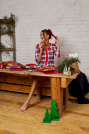 Italian Fashion Mossi dames nachthemd met 3/4 mouwen- rood