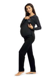 Lupoline zwangerschaps- en voedingspyjama - zwart