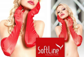 SoftLine spannende satijnen lange handschoenen – Rood
