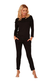 Hoogwardige viscose pyjama set-  zwart - lage taille