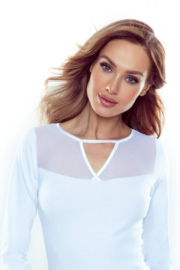Eldar Heidi- katoen blouse met lange mouwen-wit