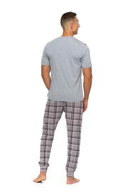 Heren pyjama met korte mouwen en lange broek- grijs gemêleerd - kortin- sale