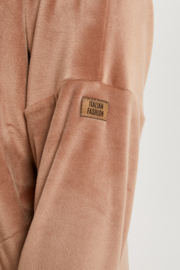 Italian Fashion Juga| hoogwaardig huispak | Velours Pyjama Dames | Lange Mouw Lange Broek | beige |