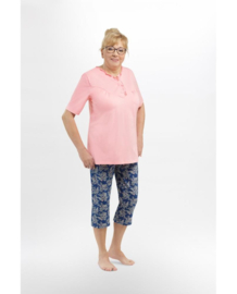 Martel- Waleria- dames pyjama- roze/ marineblauw- 100 % katoen