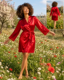 DKaren | Gosia | Rode Kimono Satijn | S- 2XL |