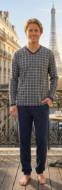 Martel | Roman | heren pyjama | blauw - grijs | 100% katoen | gemaakt in Europa |