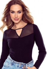 Eldar Heidi-  katoen blouse met lange mouwen-zwart