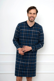 Comfortabel heren nachthemd van 100% katoen - marineblauw geruit nachthemd - Italian Fashion Jakub - marineblauw