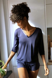 Comfortabele marineblauwe viscose shortama van DKaren - Edith