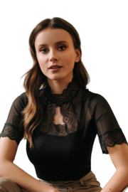 Eldar - Oriana  elegante blouse  met kant- zwart