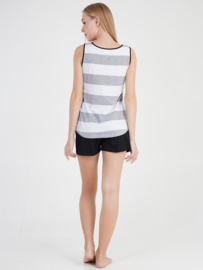 Vienetta shortama met topje met bandjes en kattenprint, grijs | dames shortama | delicaat materiaal | hoogwaardige afwerking |