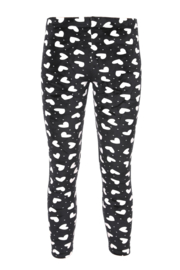 Velours meisjes legging met hartjes - zwart- korting- sale