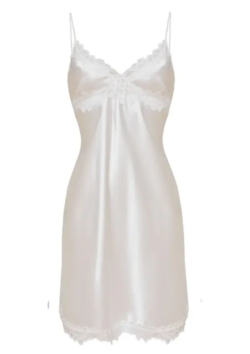 Satijnen nachthemd met kant - Viola- ecru