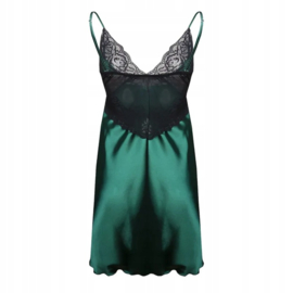 Sophia | prachtige satijnen slipdres  van DKaren | groen met kant | maten: S-2XL |