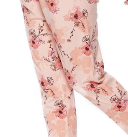 Damespyjama met 3/4 mouwen en bloemenpatroon, grote maat- licht roze - katoen