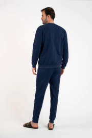 Katoenen trainingspak voor heren - Huispak voor heren - Winter heren pyjama - Italian Fashion Fox - marineblauw