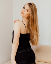 Eldar Aria romantische shortama met kant zwart | viscose
