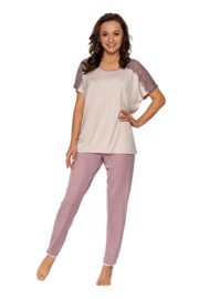 Lange dames pyjama | viscose | poederroze kleur | korting | sale |