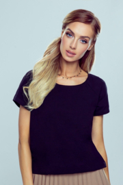 Eldar Ilza- katoen blouse met een sexy split op de rug - zwart
